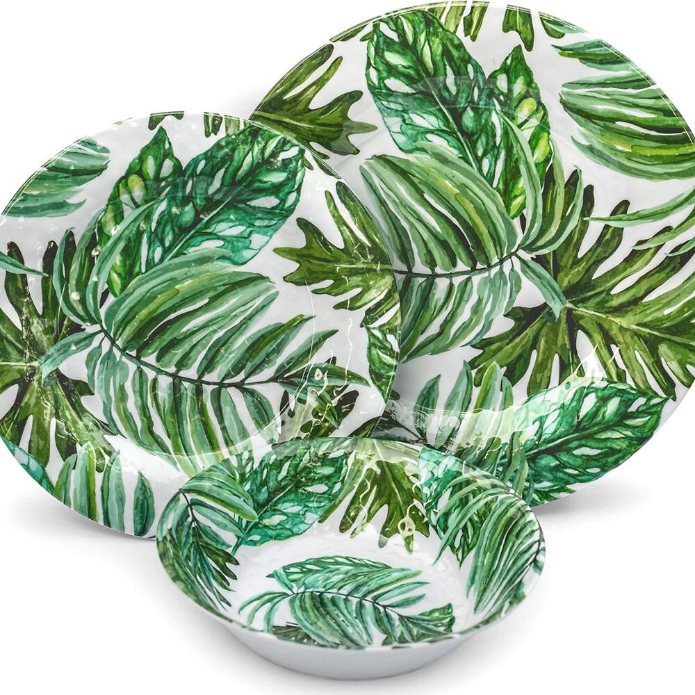 Craft & Kin California Palm Melamine 12 Piece Tableware Set - NEW